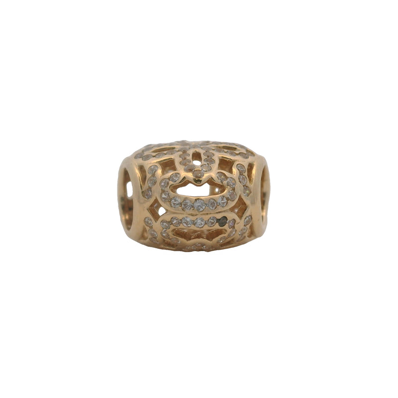 Charm separador de corazón recortado "Amor y Agradecimiento" de Pandora, en oro amarillo sólido de 14 kt y circonitas cúbicas, retirado.