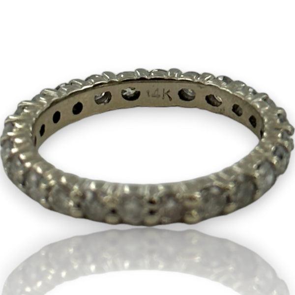 Diamond Eternity Wedding Band Ring Size 5.5 14kt White Gold Rhodium Plated 1ctw