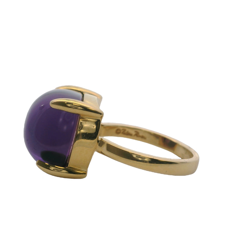 Vintage Tiffany & Co Paloma Picasso Sugar Stack Loaf Cabochon Amethyst Ring In 18kt Yellow Gold Size 5