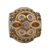 Pandora Rare Retired "Color Fresco" Multicolor CZ 14kt Yellow Gold Spacer Charm
