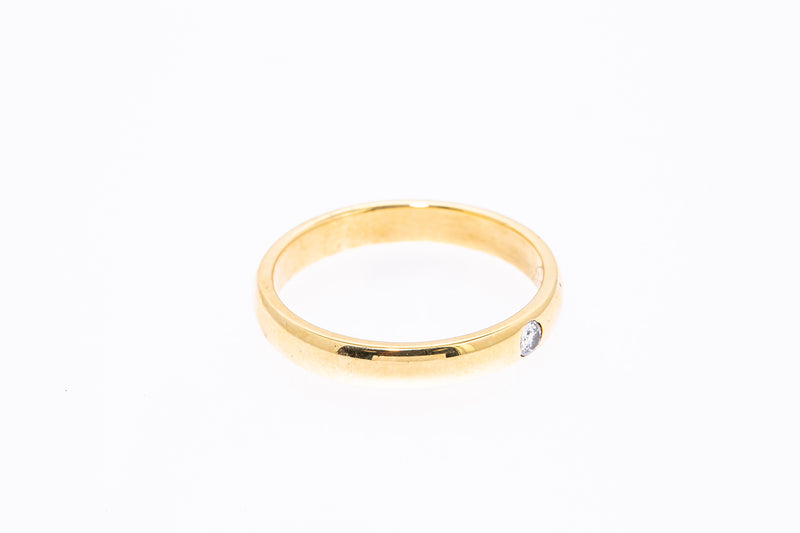 UnoAErre Diamond Solitaire Domed Band 18K 750 Yellow Gold Ring Size 11