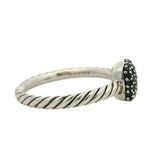 Retired David Yurman 925 Sterling Silver Black Diamond Cluster Cable Ring Size 6