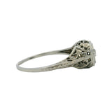 Antique 1920s Solid 18kt White Gold Filigree 0.15ct Old Mine Diamond Ring Sz 6.5