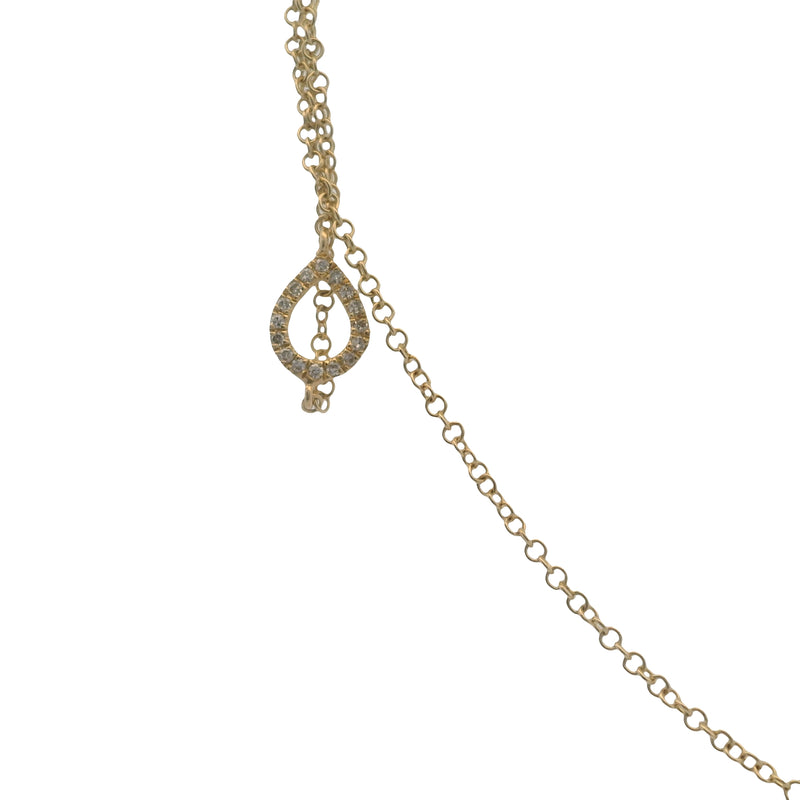 Solid 14kt Yellow Gold Thin Chain Bracelet/Ring Combo With Diamond Center Accent
