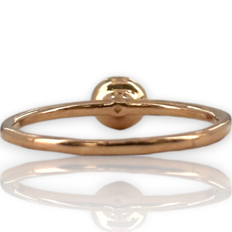 Anillo de compromiso con solitario de diamantes engastados en bisel, oro rosa de 14 kt, apilable