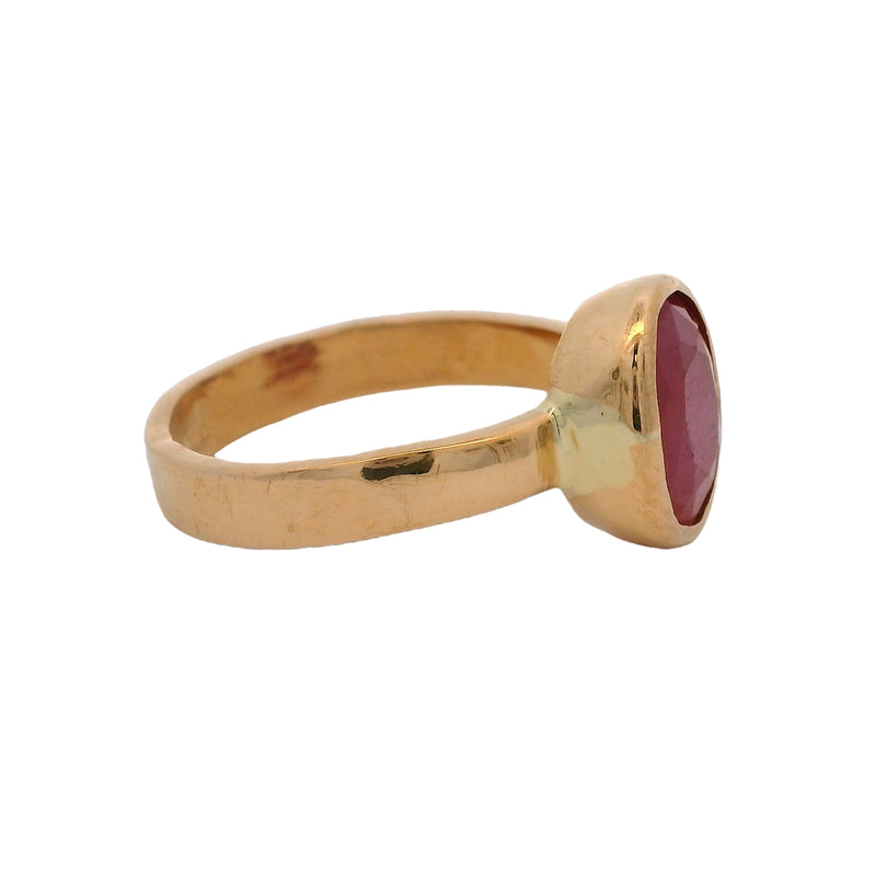 Solid 22k Yellow Gold and Bezel Set 2ct Ruby Solitaire Ring Size 6
