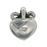 Vintage 925 Sterling Silver Heart and Bow Pendant with Mother of Pearl and Marcasites