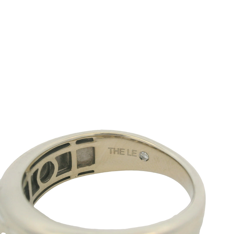 The Leo Retired Men's Solid 14kt White Gold and Diamond Geometric 3-Stone Band Ring Size 10.5