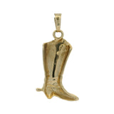 Solid 14kt 585 Yellow Gold Decorated Cowboy Boot Charm Pendant