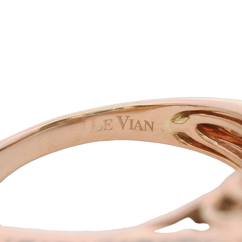 Le Vian Solid 14kt Rose Gold Checkerboard Smoky Quartz and Diamond Cocktail Ring Size 8
