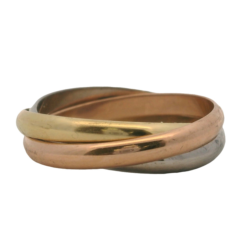Cartier Solid 18kt 750 Yellow Rose and White Gold Small Model Rolling Trinity Ring Size 10 62