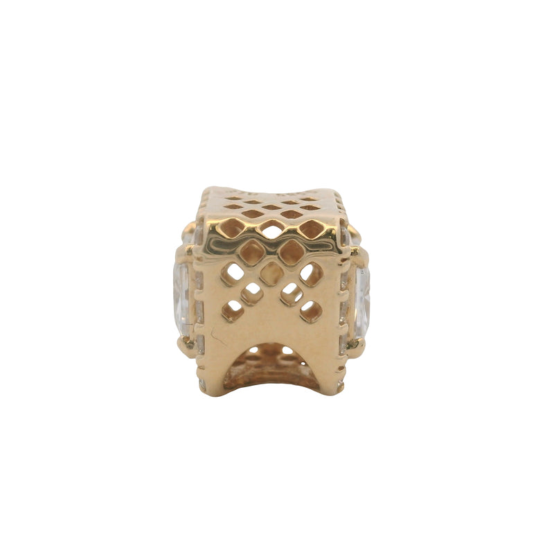 Pandora Solid 14kt Yellow Gold and CZ Square Sparkle Halo Bead Spacer Charm
