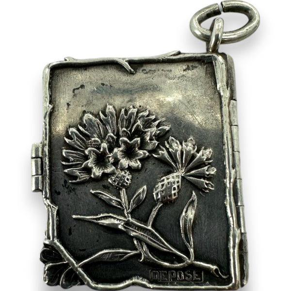 Antique Late 1890s Victorian Era German 925 Sterling Silver Art Nouveau Diary Journal Charm with Entries from 1894-1938 Pendant