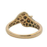 Solid 14kt Yellow Gold Black White Diamond Cheetah Ring Tsavorite Eyes Size 6.5