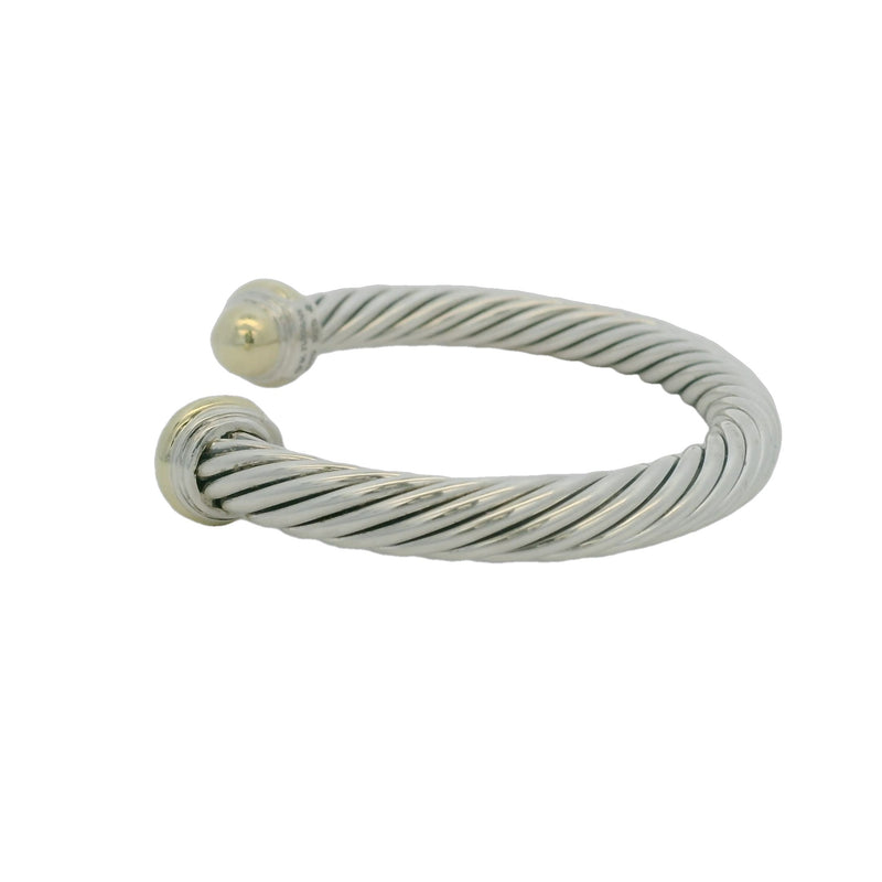 David Yurman Classic Cable Cuff Bracelet in 925 Sterling Silver and 14kt Yellow Gold