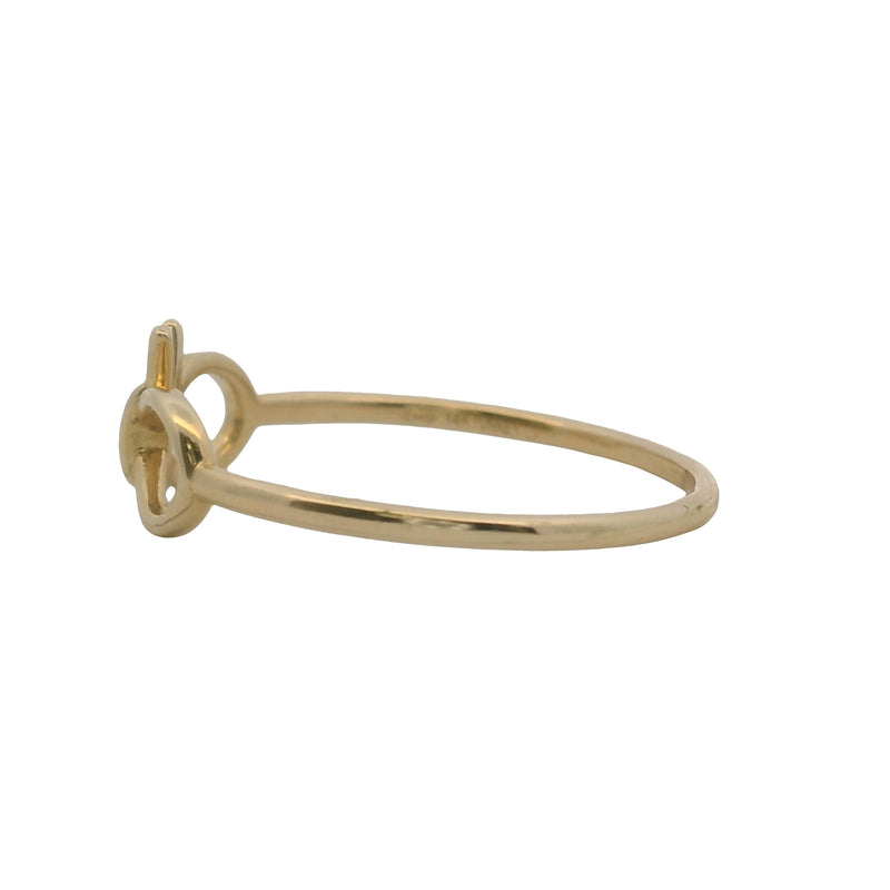 Solid 14kt Yellow Gold Thin Dainty Bow Ribbon Ring Made In Turkey Size 7