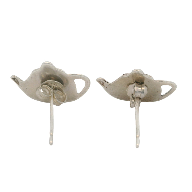 Solid 925 Sterling Silver Teapot 15mm Wide Stud Earrings