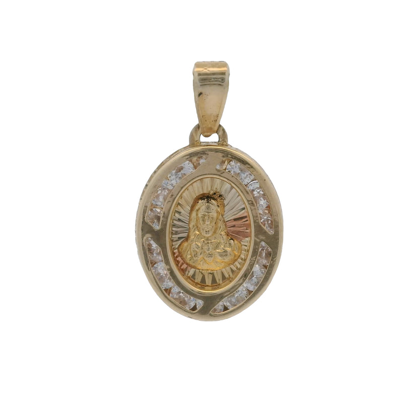 Colgante religioso de Jesús con circonita cúbica en oro amarillo de 14 quilates 585