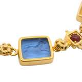 Tagliamonte Italian 18kt Yellow Gold Venetian Glass Animal Intaglio and Ruby 8.25" Bracelet