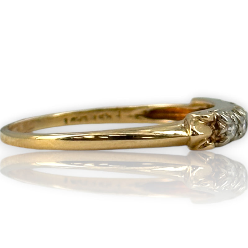 Vintage Granat Bros 1950s "First Lady" Collection 14kt Yellow Gold 5-Stone Diamond Wedding Accent Band Ring Size 8.5