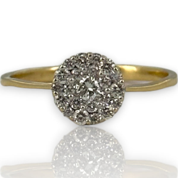 18kt Yellow Gold and 0.26ctw Diamond Cluster Wedding Ring