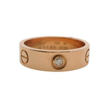 Vintage Cartier Classic Solid 18kt Rose Gold Love Ring with Single 0.06ct Diamond Size 61 9.5