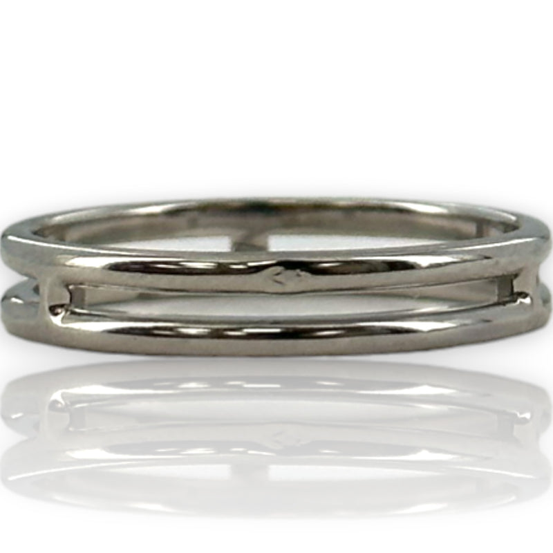 HERMES 18kt White Gold 3.6mm Ariane Wedding Band Size 7 Ring