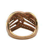 JWBR 10kt Rose Gold and Cognac and White Diamond 16mm Wide Twist Cocktail Ring Size 7