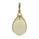 RL 14kt Yellow Gold Peridot Teardrop Large Drop Necklace Pendant With Diamond Bail