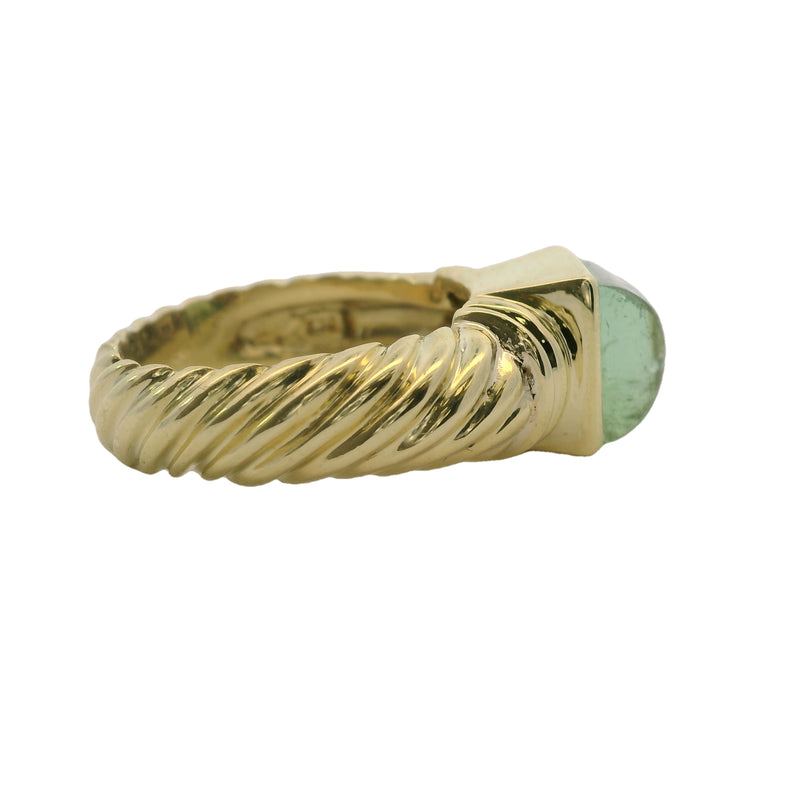 Rare Vintage David Yurman 14kt Yellow Gold and Sugarloaf Peridot Thick Cable Solitaire Ring Size 6.5