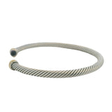 David Yurman 925 Sterling 750 Yellow Gold Amethyst Classic Cable 4mm 7.75" Cuff Bracelet