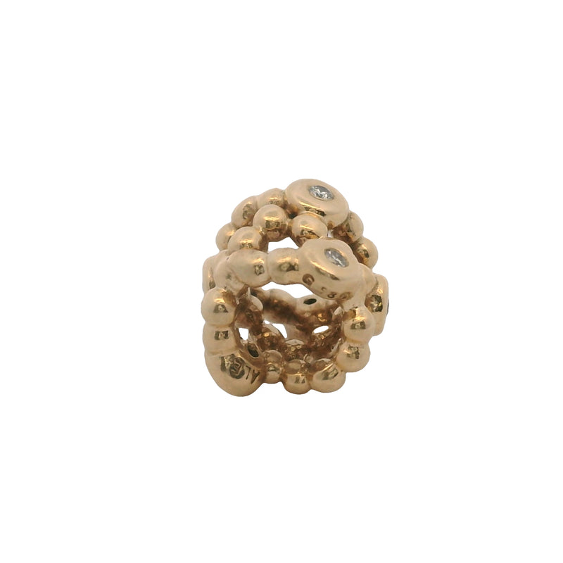 Pandora Retired Solid 14k Yellow Gold and Diamond Precious Memory Spacer Slider Charm