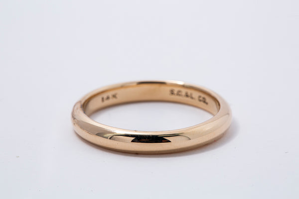 Antique Shreve Crump & Low 3mm Wedding Band Solid 14K 585 Yellow Gold Ring Size 9