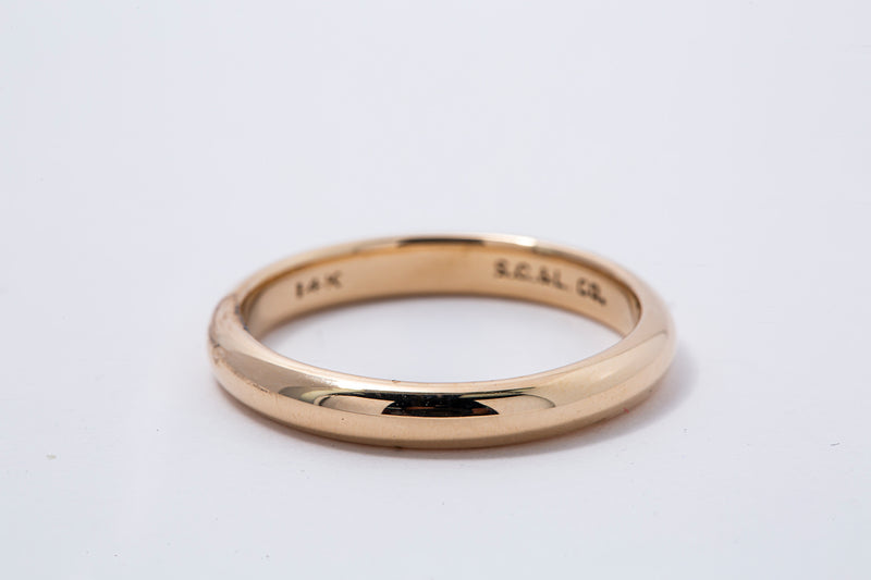 Antique Shreve Crump & Low 3mm Wedding Band Solid 14K 585 Yellow Gold Ring Size 9