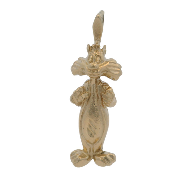 Vintage 1990 Warner Brothers 14kt Yellow Gold Sylvester the Cat Charm Pendant