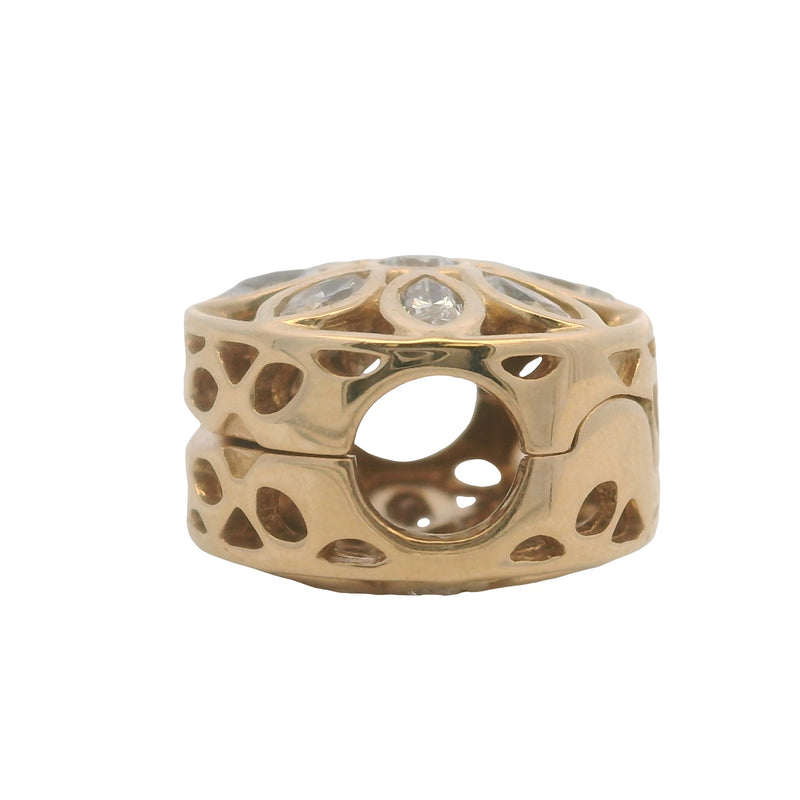 Pandora Retired Solid 14kt Yellow Gold and CZ Opulent Marquise Flower Clip Charm