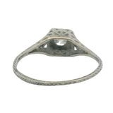 1920s Art Deco 950 Platinum Filigree Solitaire Old Euro Diamond Ring Size 7.25