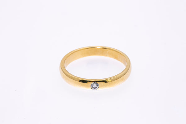 UnoAErre Diamond Solitaire Domed Band 18K 750 Yellow Gold Ring Size 11