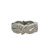 Vintage Mid-Century Solid Platinum and Diamond Retro Wavy Eternity Band Ring Size 3.5