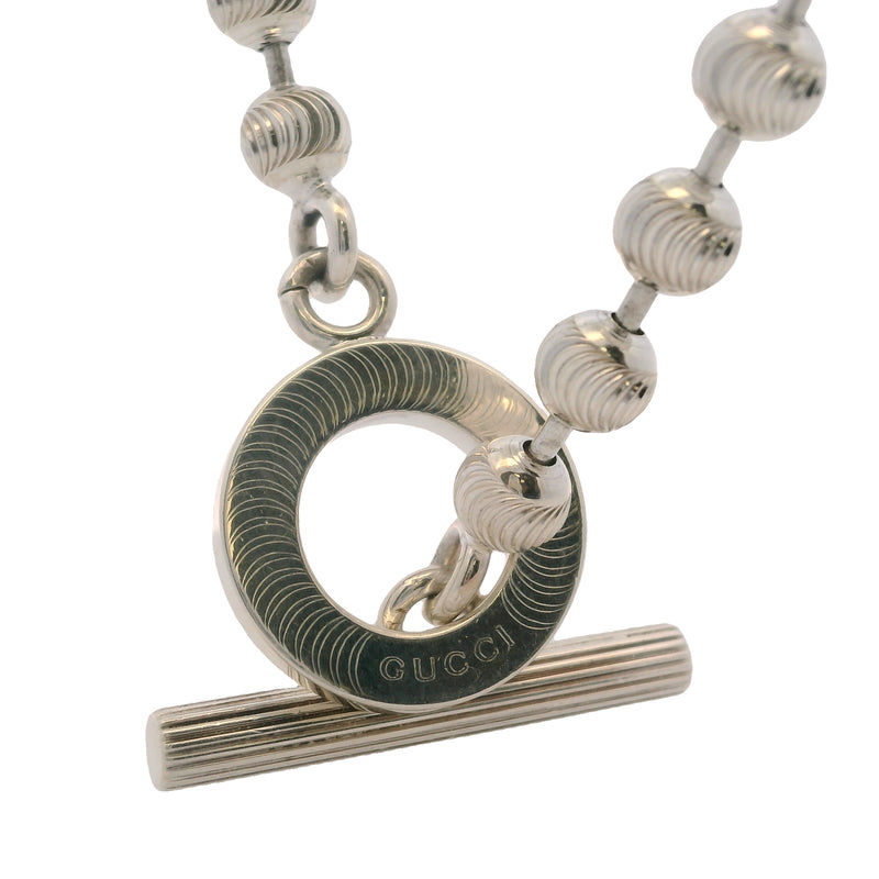 GUCCI 925 Sterling Silver Boule Chain 17" Necklace XXL with Toggle Clasp Made In Italy