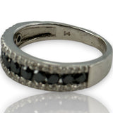 EFFY 14kt White Gold and Black and White Diamond Half-Eternity Ring Band