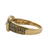 Le Vian Solid 14kt Yellow Gold and Brown and White Diamond Belt Buckle Ring Size 7