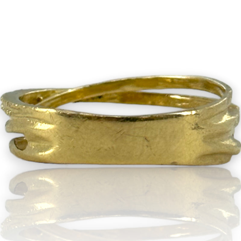 Multi-Band Crossover Ring with Natural Diamonds Stackable Accent Band Size 7 14kt Solid Yellow Gold