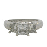 Vintage 1980-90s Platinum and 2.04ctw Princess Cut Diamond 3-Stone Engagement Ring Size 7 (GS certified)