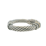 Samuel Benham Sterling Silver and 14kt Yellow Gold Black Opal Aggregate Cable Cuff 6" Bracelet