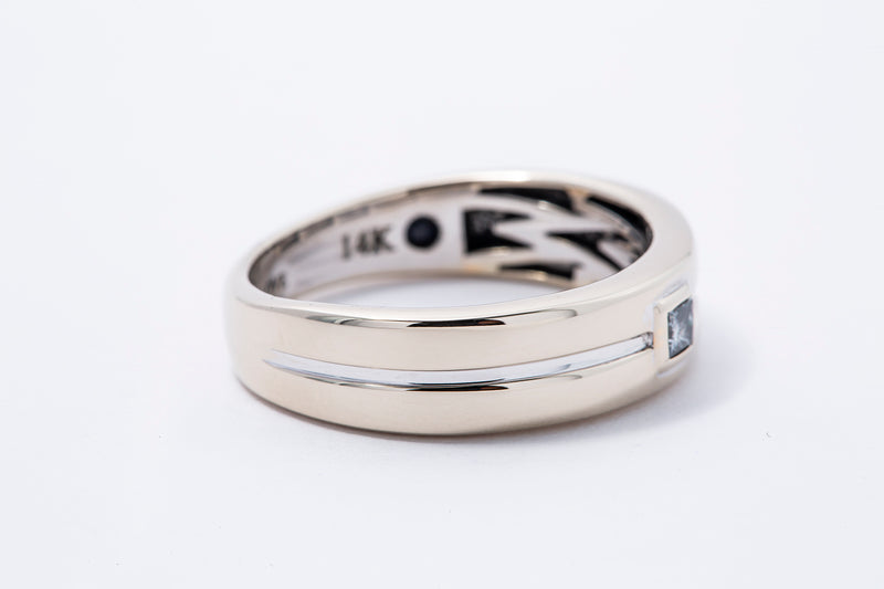Vera Wang Love Collection Groove 6mm Wedding Band 14K 585 White Gold Ring Size 9