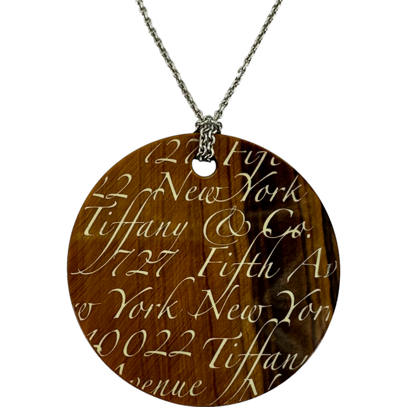 Tiffany & Co. Notes Tiger Eye Round Pendant and Sterling Chain Tiffany & Co. Notes Tiger Eye Round Pendant and Sterling Chain
