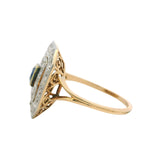 Antique Edwardian 2-Tone 14k Gold 1.44ctw Old European Diamond and Sapphire Cocktail Statement Ring Size 8