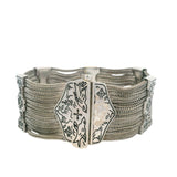 Vintage Turkish Solid 925 Sterling Silver Birds and Flowers Multi-Chain Bracelet 7.5"