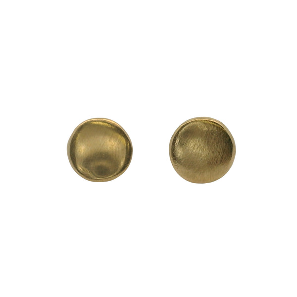 Solid 14kt Yellow Gold 7mm Flat Disc Stud Earrings